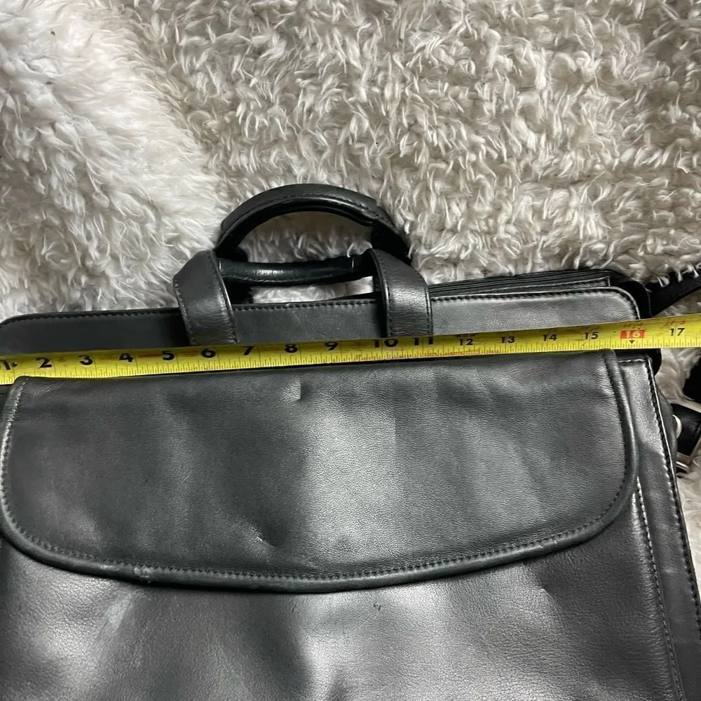 Bellino Black Soft Leather Business office Bag Adjustable Strap
